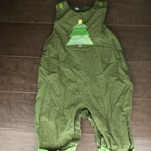 Boys 9month green gingham Christmas tree jumper